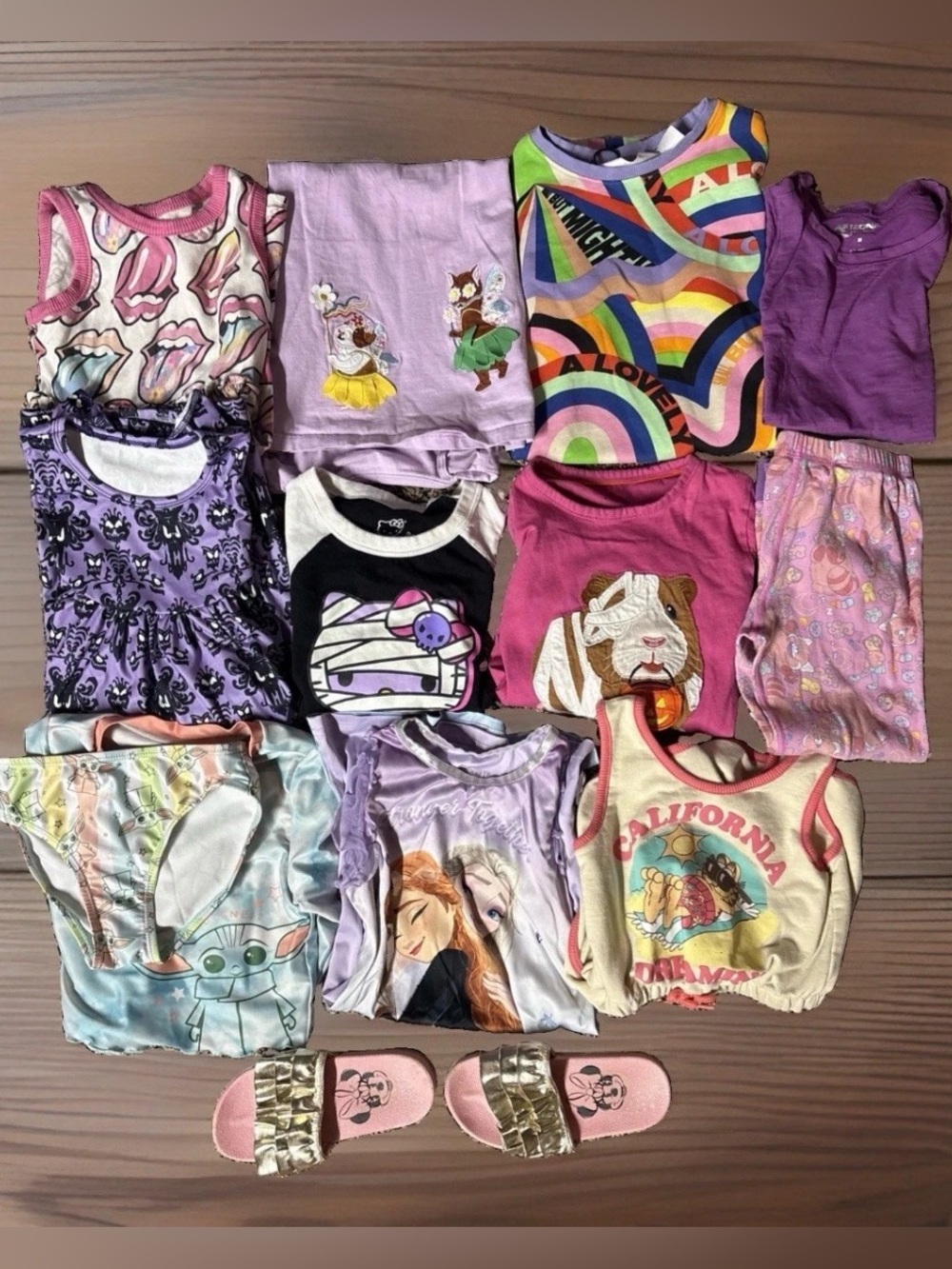 Lot Of Girls 5T/6 Clothing Quality Disney, Rolling Stones, Guinea Pigs, Garfield